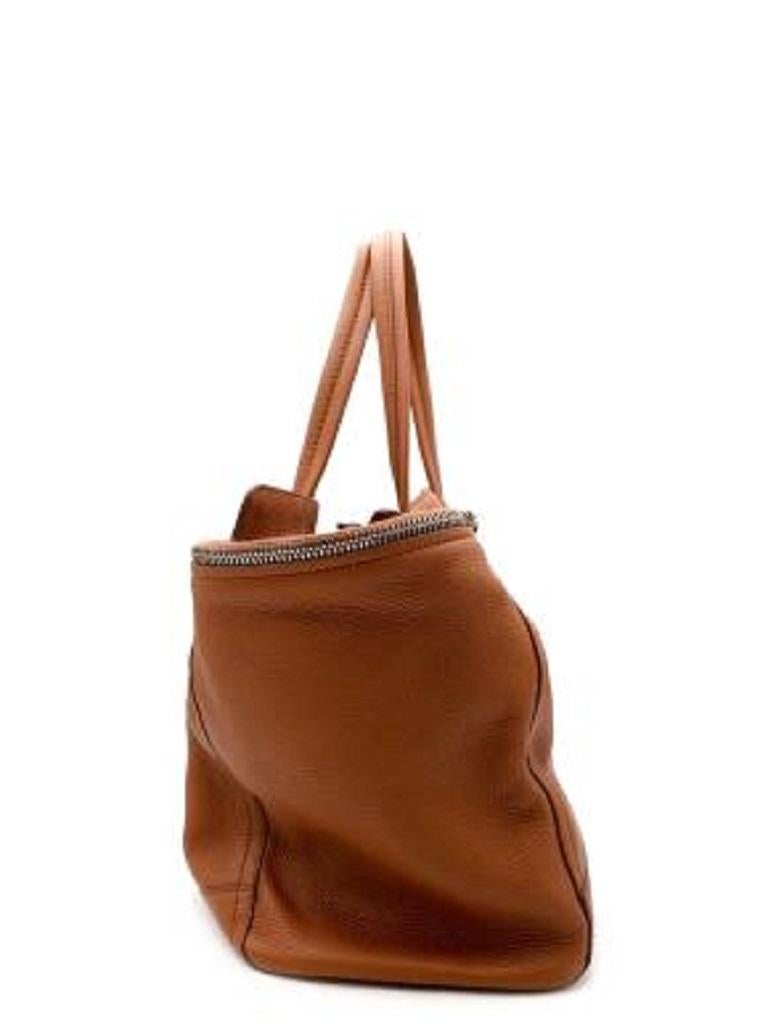 Brown Tan Grained Leather Handbag For Sale