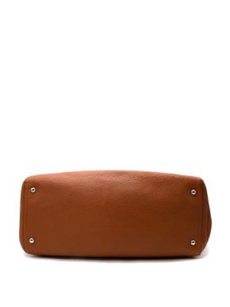 Tan Grained Leather Handbag For Sale 1