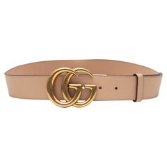 Tan Gucci Leather Running GG Belt