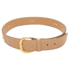 Tan Gucci Leather Studded Belt