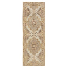 Tan Handwoven Wool Turkish Oushak Runner 4'2" x 10'8"