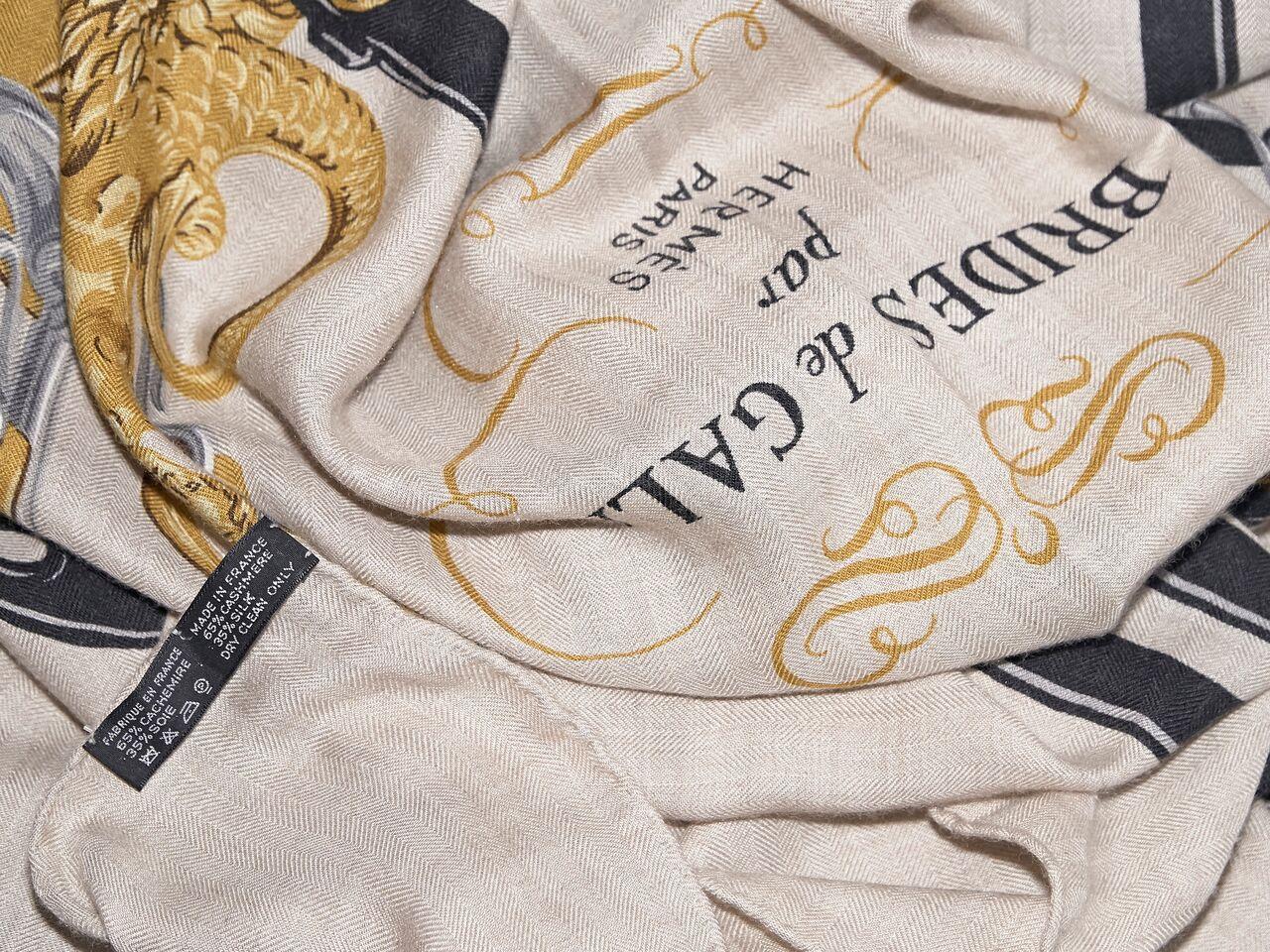 Beige Tan Hermes Brides de Gala Cashmere/Silk Shawl