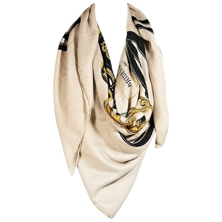 Tan Hermes Brides de Gala Cashmere/Silk Shawl at 1stDibs