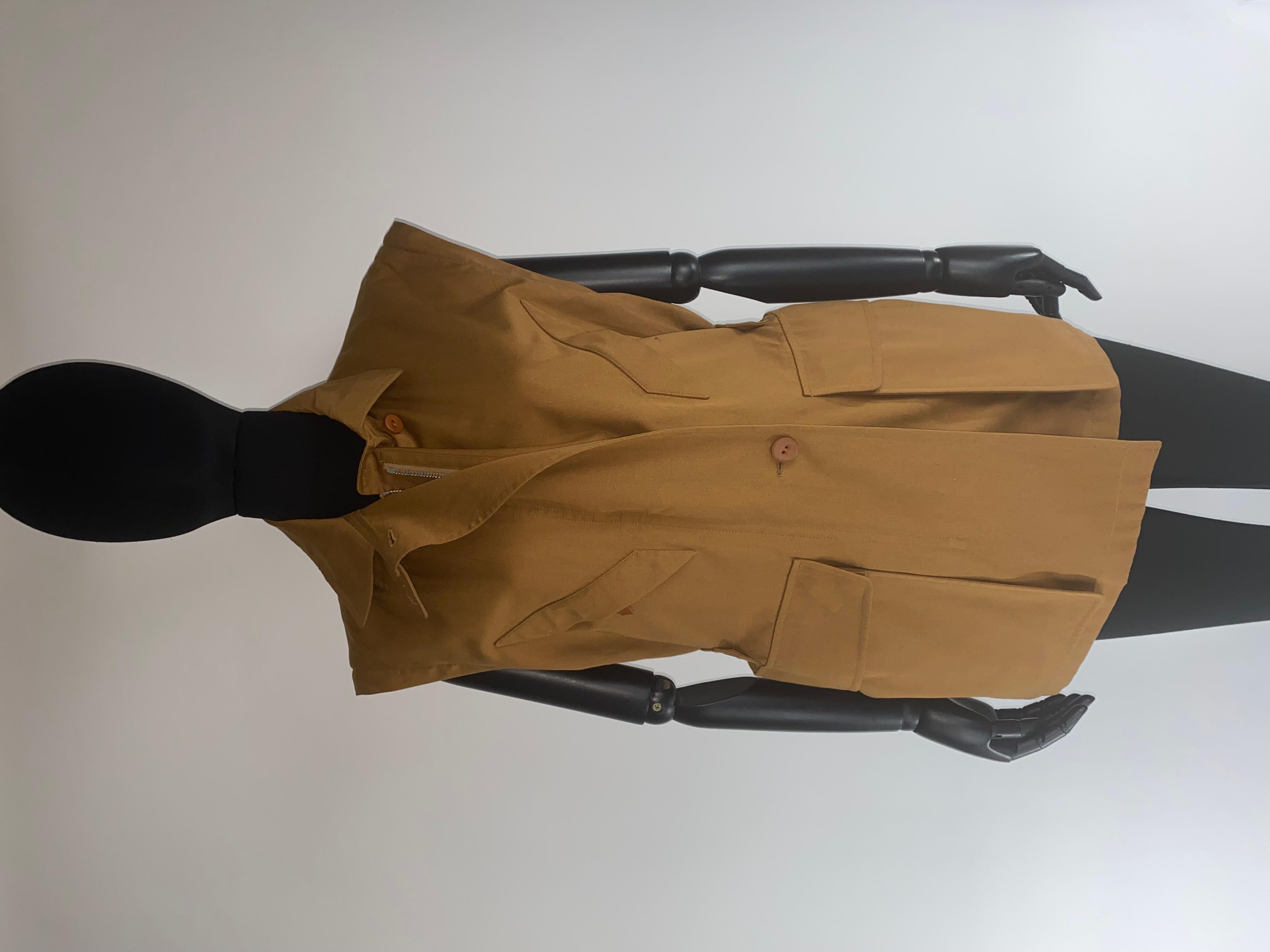 Women's Tan Hermes Jacket With Detachable Sleeves For Sale
