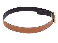 Tan Hermes Logo Belt