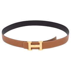 Tan Hermes Logo Belt