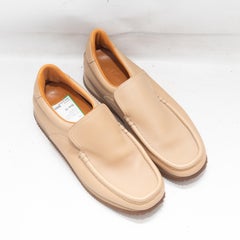 Tan Hermes Slip-On Leather Loafers Size 40