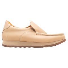 Tan Hermes Slip-On Leather Loafers Size 40