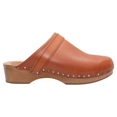 Tan Isabel Marant Leder Clog Mules Größe 38