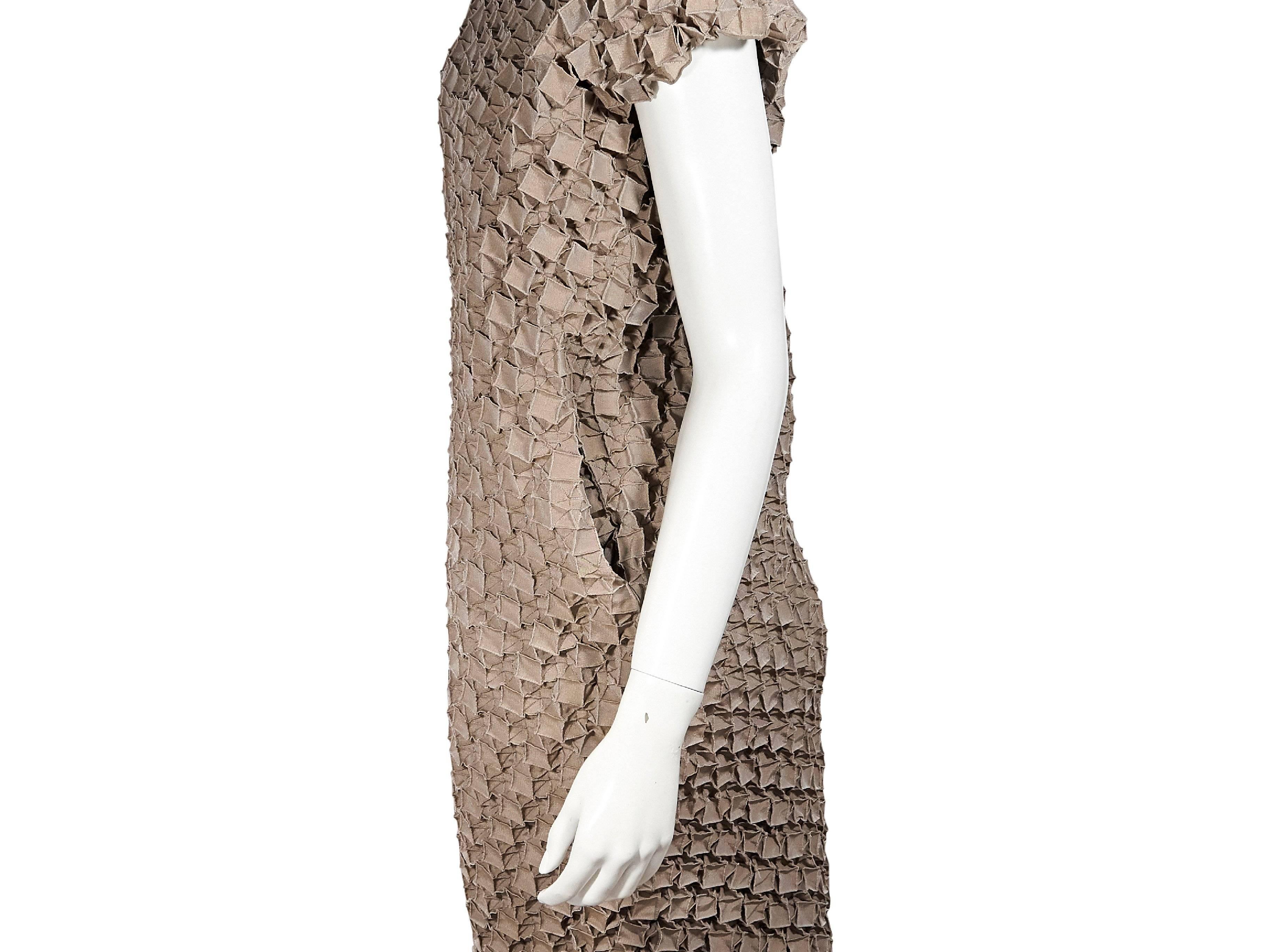 Issey Miyake Tan Textured Shift Dress In Good Condition In New York, NY