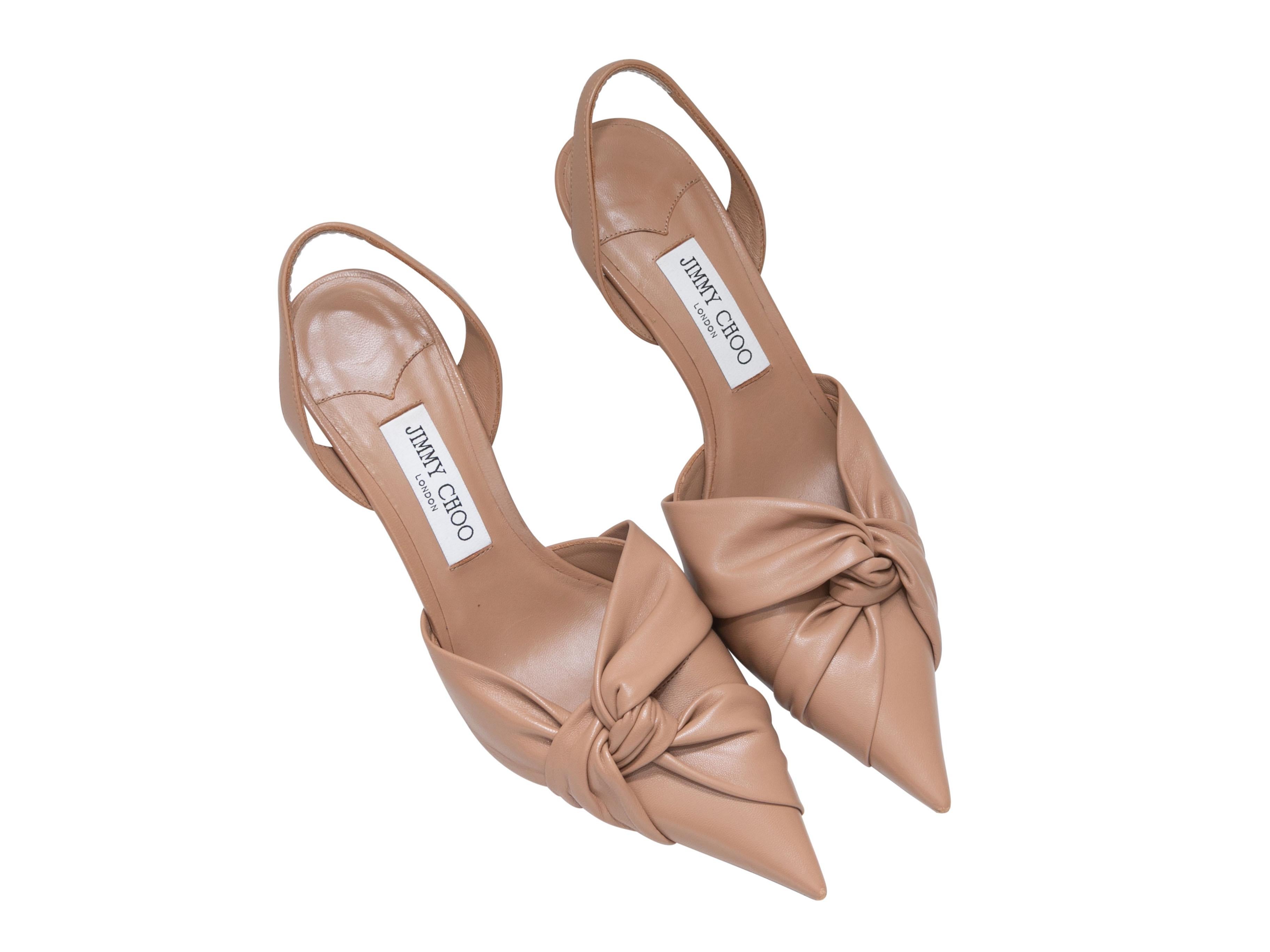 Tan Jimmy Choo Pointed-Toe Knotted Slingbacks Talla 40 Marrón en venta