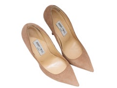 Tan Jimmy Choo Suede Pointed-Toe Pumps