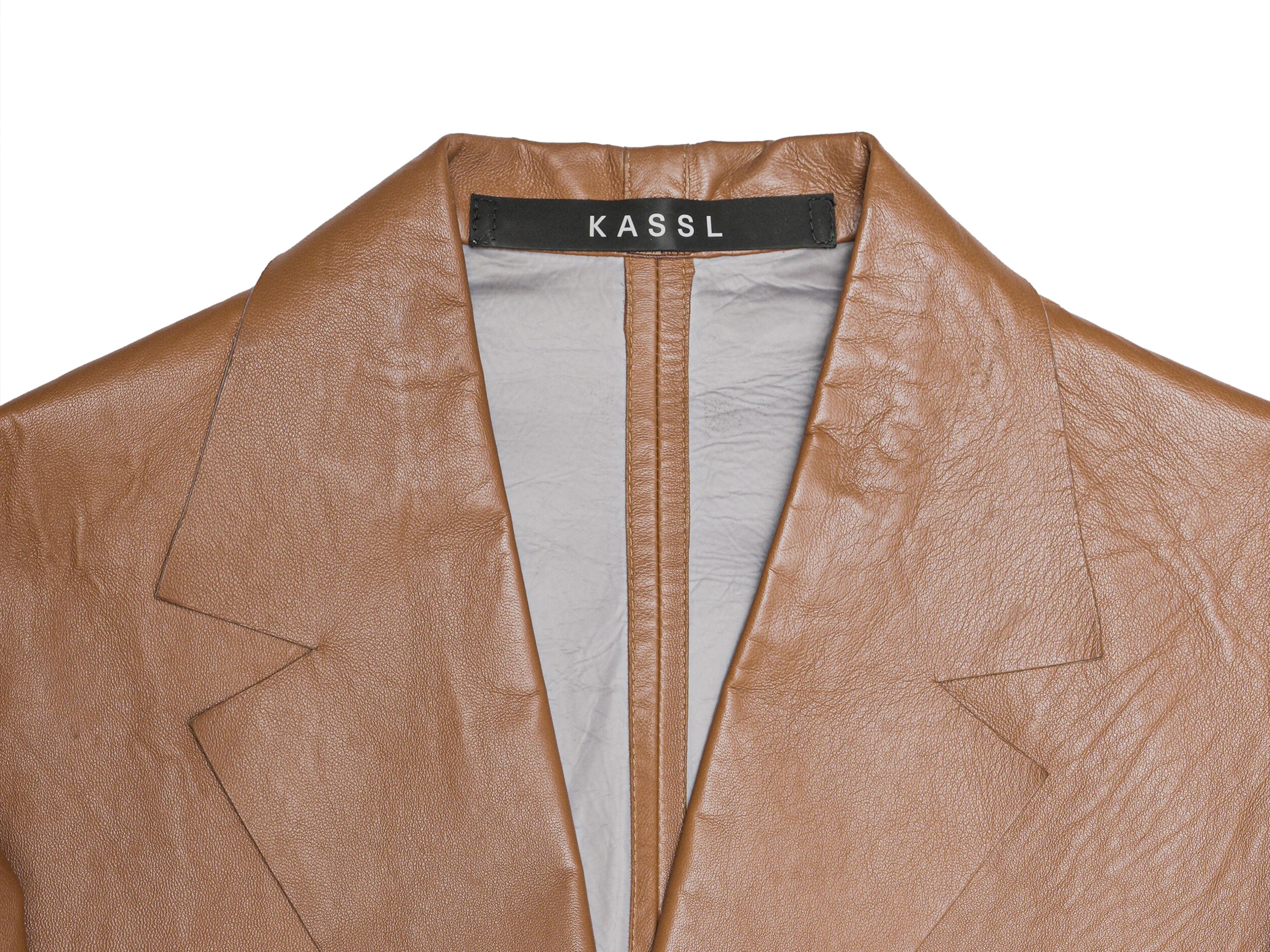 Brauner Kassl Lederblazer in Hellbraun Größe US S Damen im Angebot