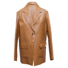 Tan Kassl Leather Blazer Size US S
