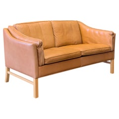 Tan Leather 2 Seater Sofa