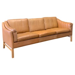 Tan Leather 3 Seater Sofa