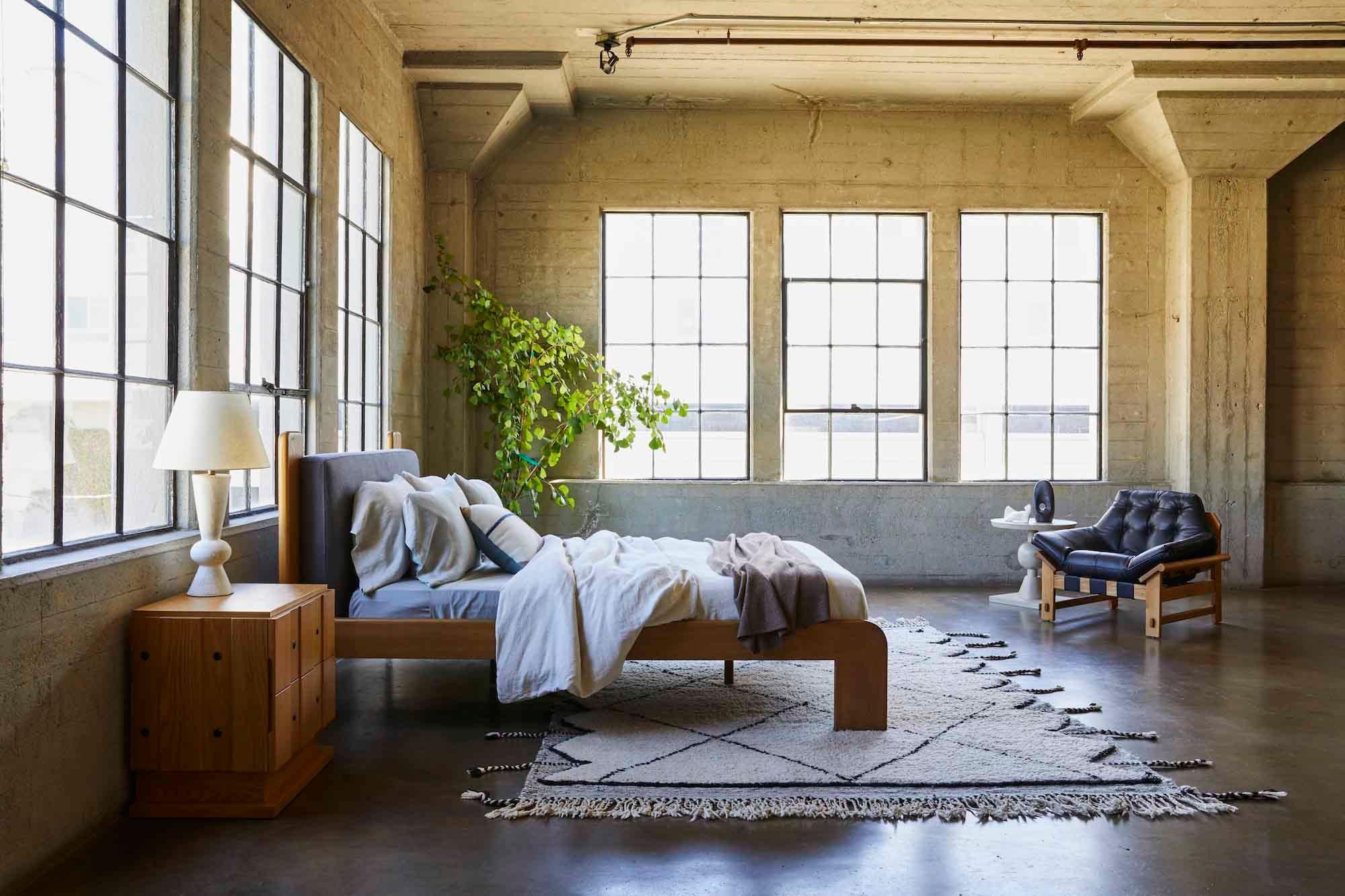 American Tan Leather and Oak Ojai Lounge Chair by Lawson-Fenning