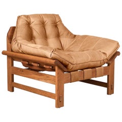Tan Leather and Oak Ojai Lounge Chair by Lawson-Fenning