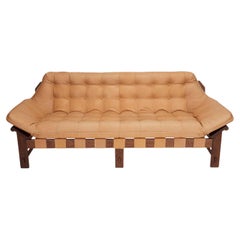 Tan Leather and Walnut Ojai Sofa by Lawson-Fenning