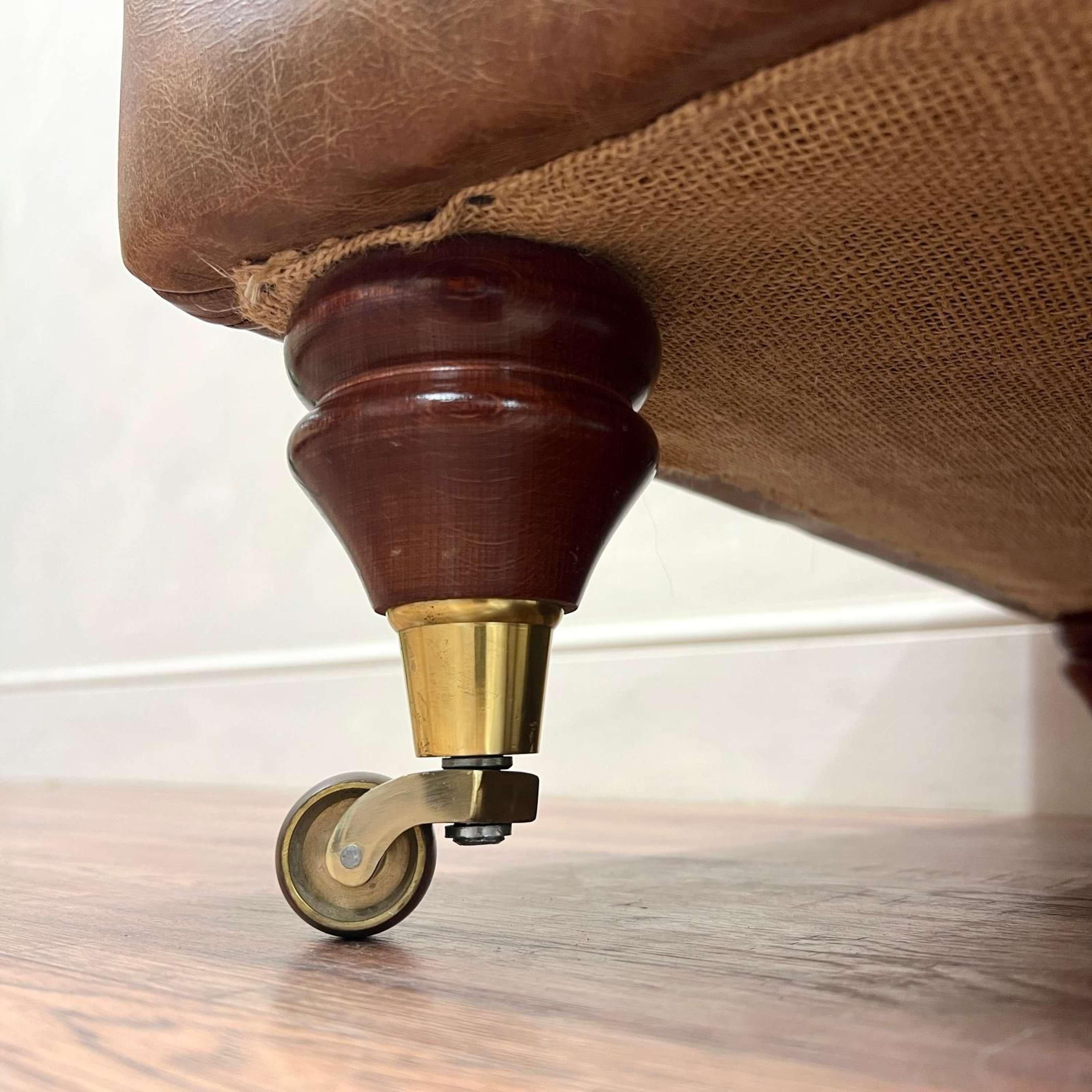 Tan Leather Buttoned Footstool 4