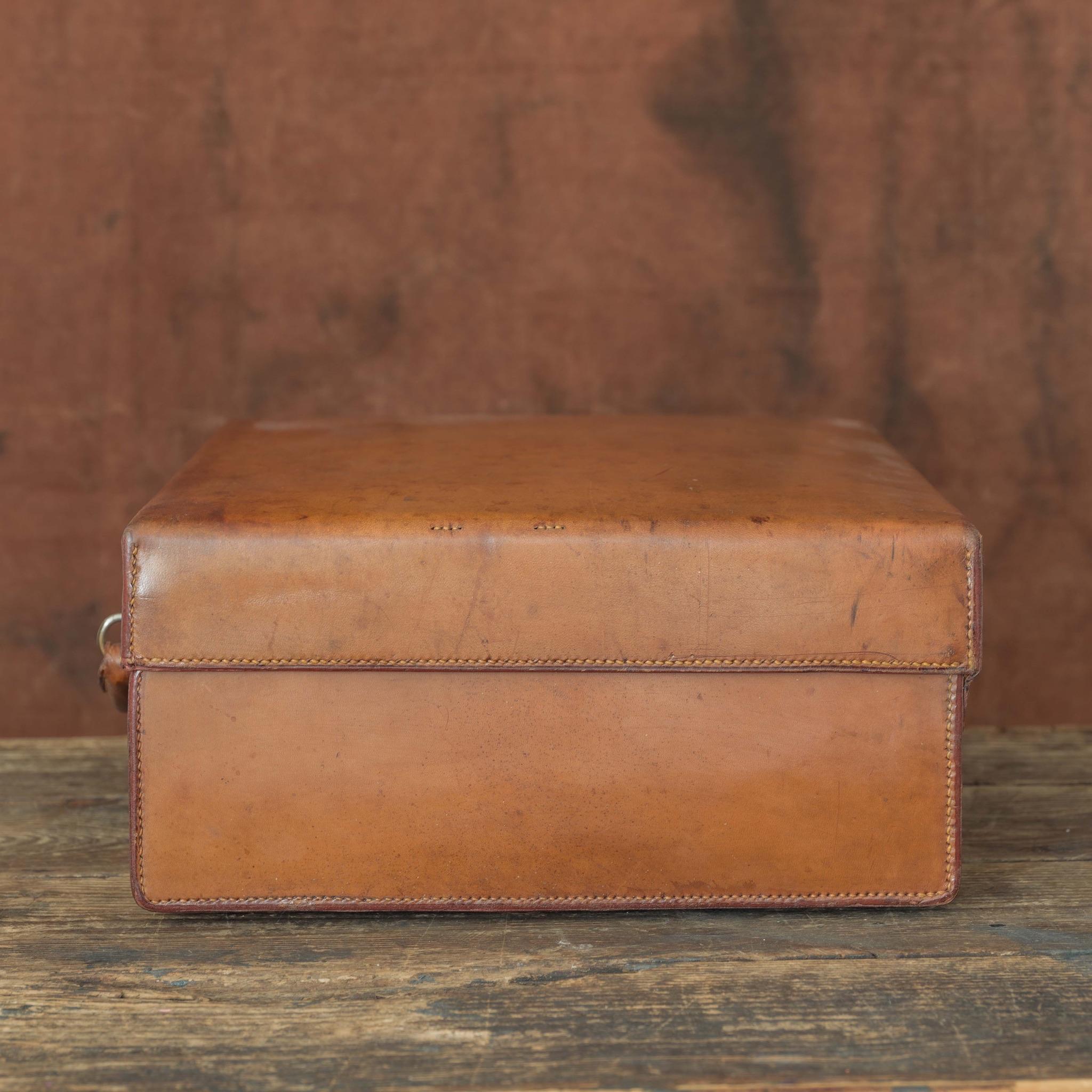 Early 20th Century Tan Leather Case, circa 1910 For Sale