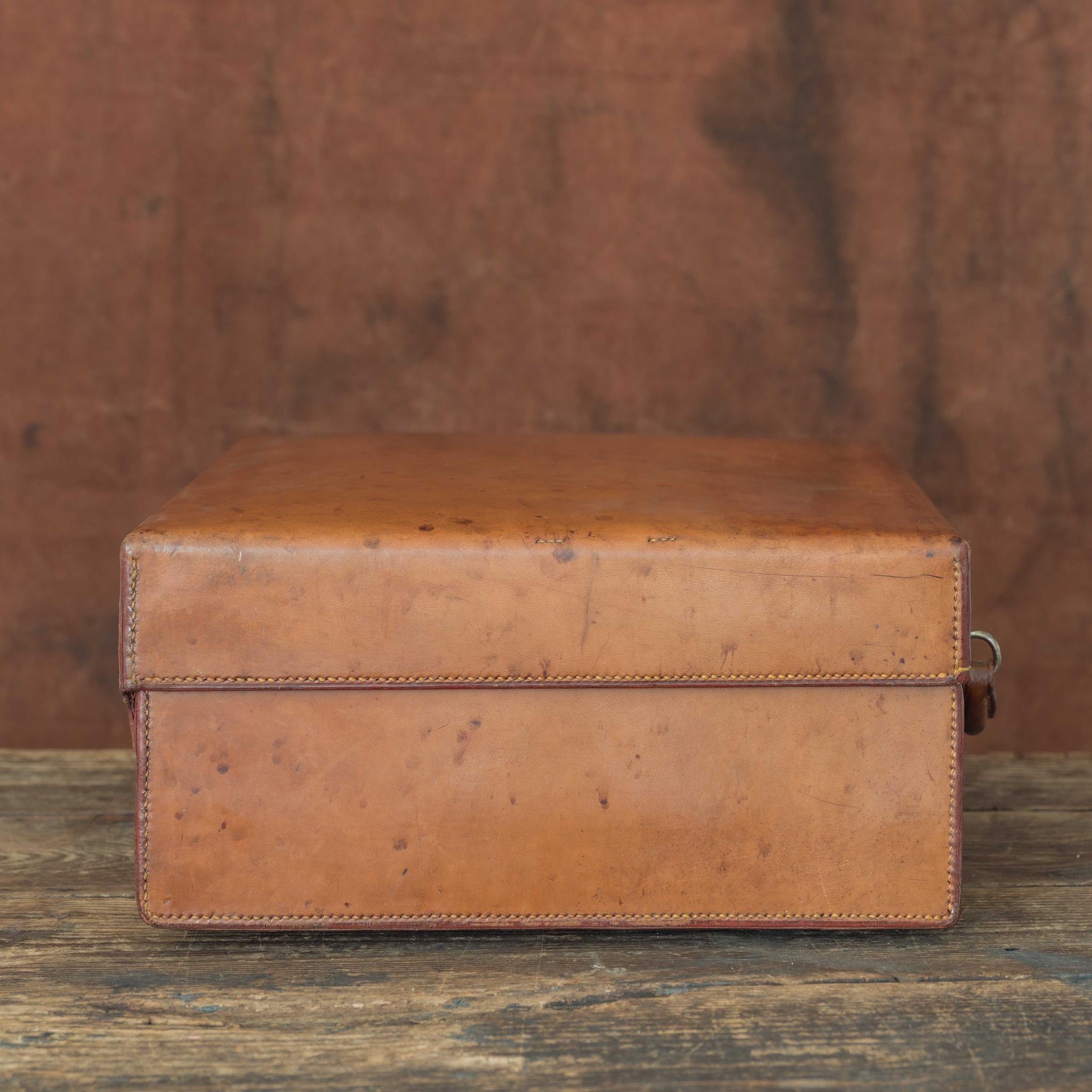 Tan Leather Case, circa 1910 For Sale 1