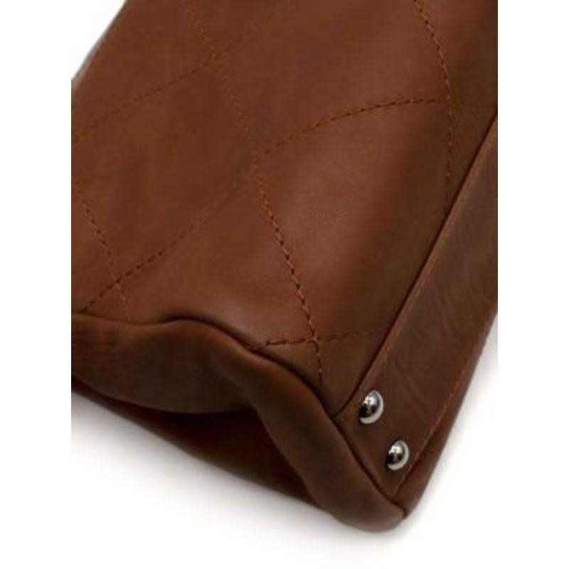 Tan Leather Large Quilt Chain Shoulder Bag For Sale 5