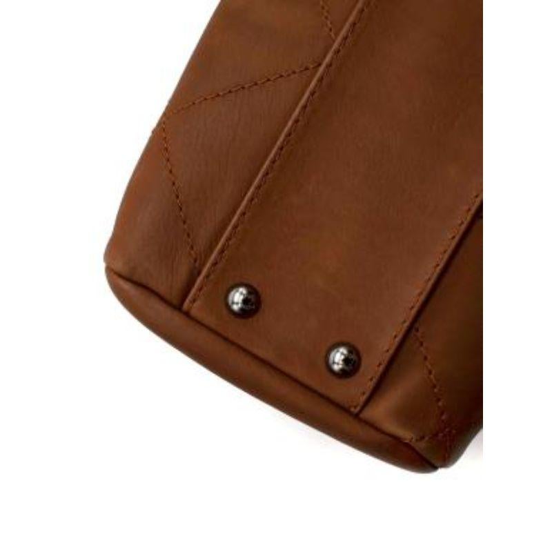 Tan Leather Large Quilt Chain Shoulder Bag For Sale 1