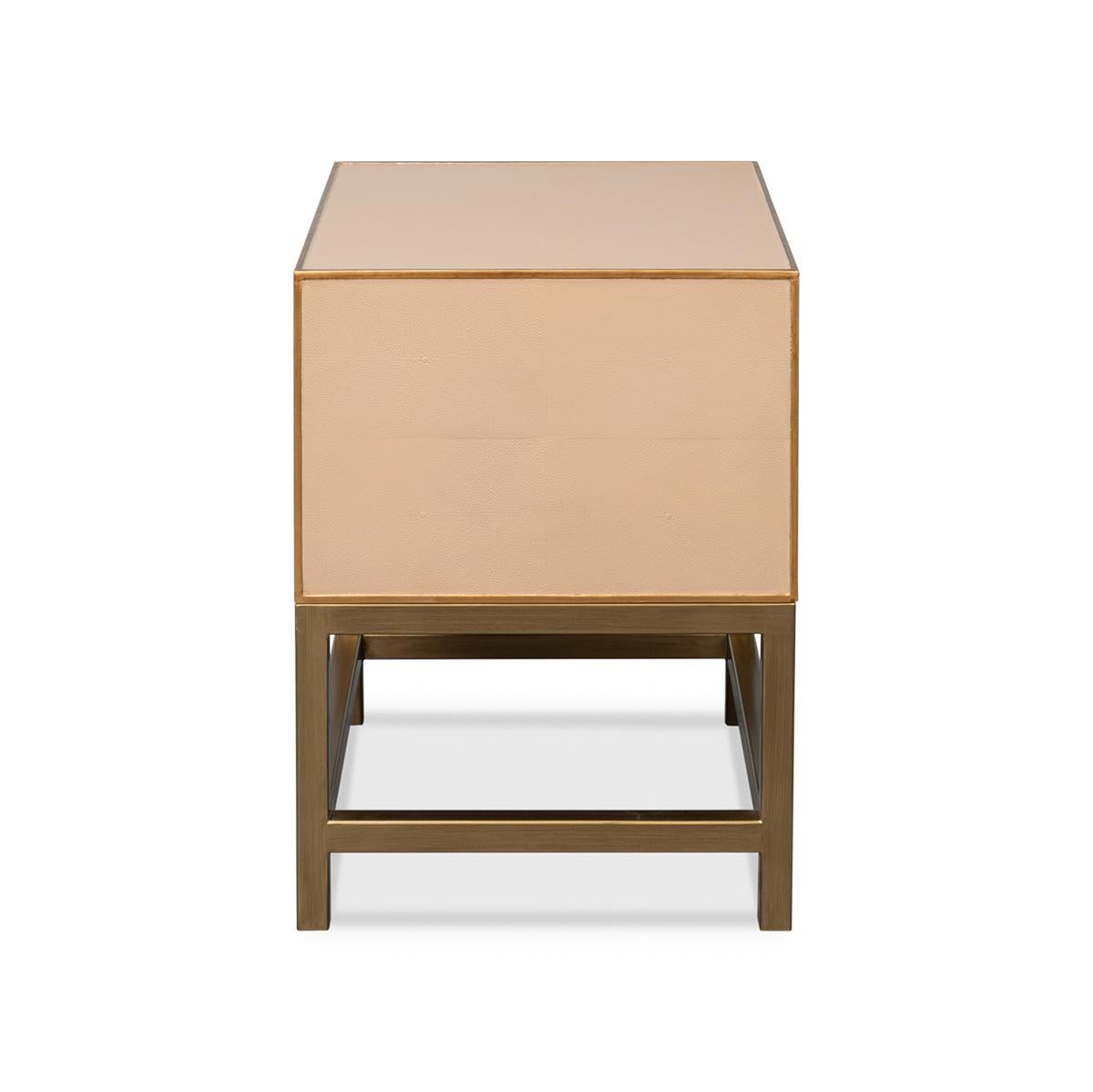 Tan Leather Modern End Table For Sale 1
