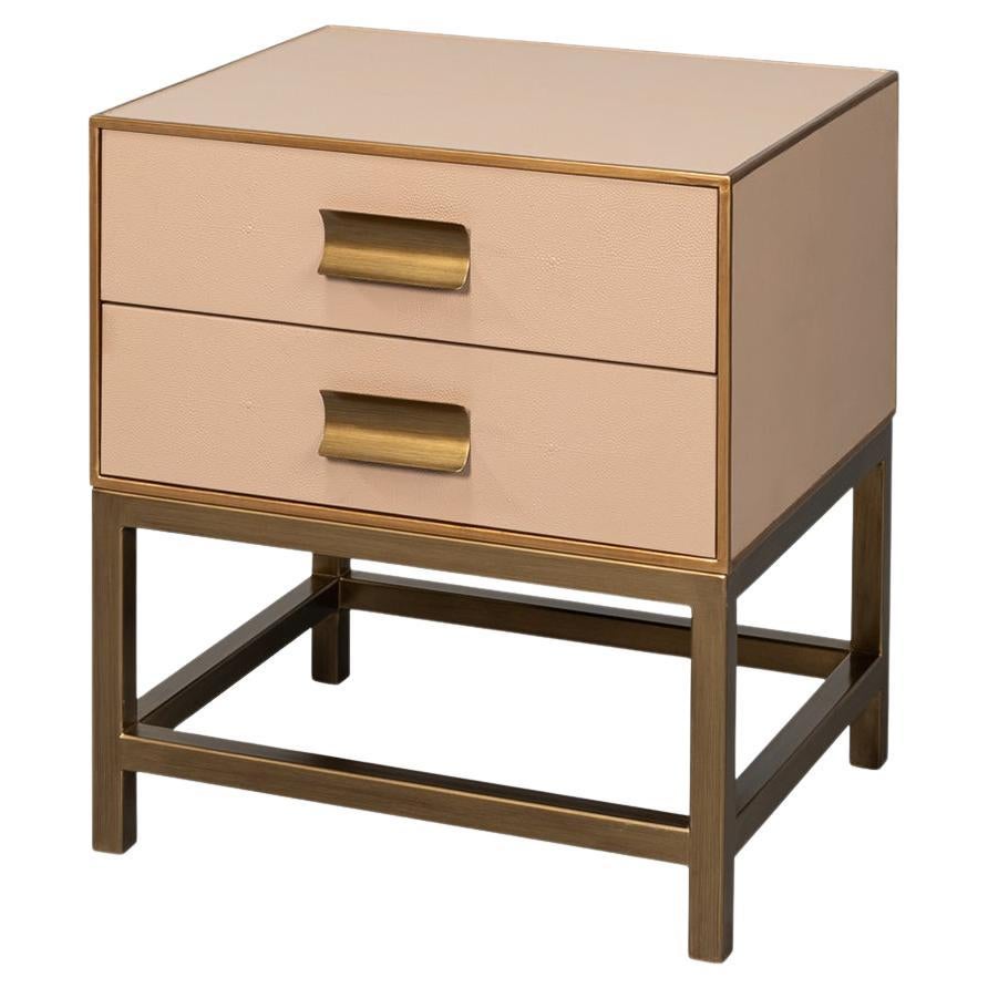 Tan Leather Modern End Table For Sale