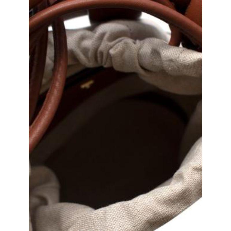 Tan leather & natural canvas Cage bucket bag For Sale 2