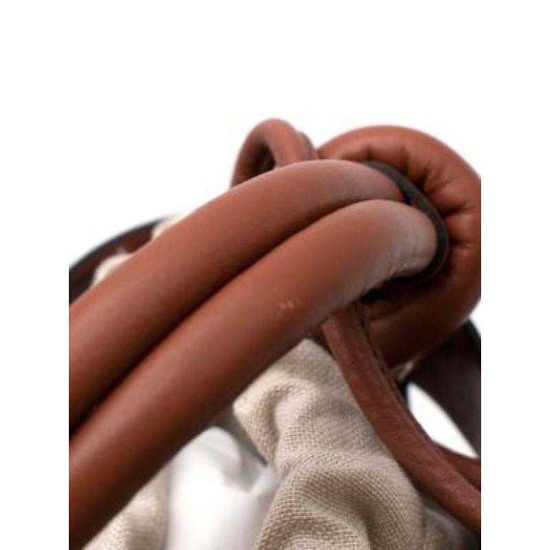 Tan leather & natural canvas Cage bucket bag In Excellent Condition For Sale In London, GB