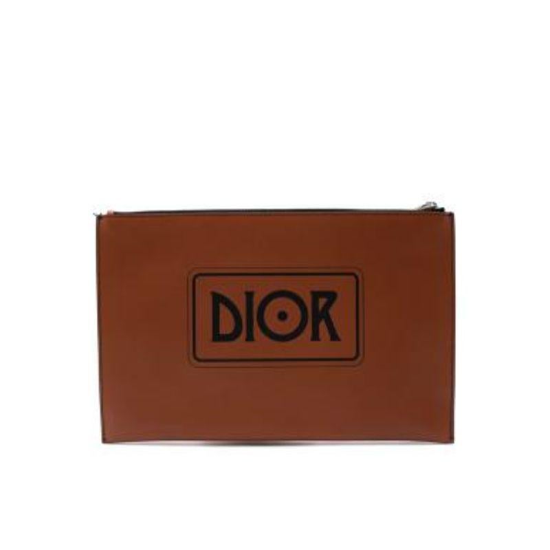 Christian Dior Tan Leather On the Road Painted Clutch Bag
 

 - PAW22 Mens collection inspired by Jack Kerouac novel, On the Road
 - Collection presented in London, Dec 2021
 - Features a painted Kerouac illustration on a tan leather base, and an