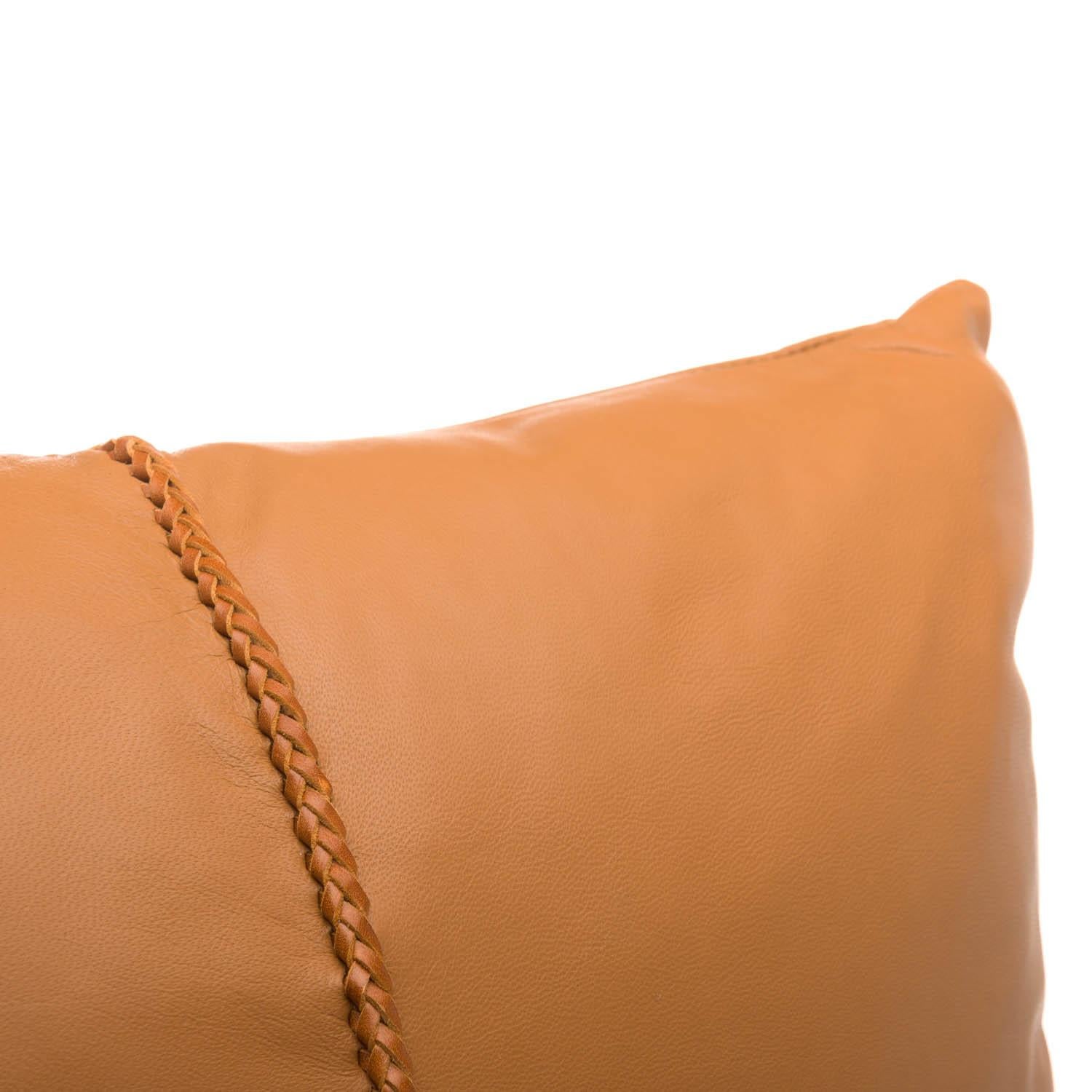 tan leather pillows