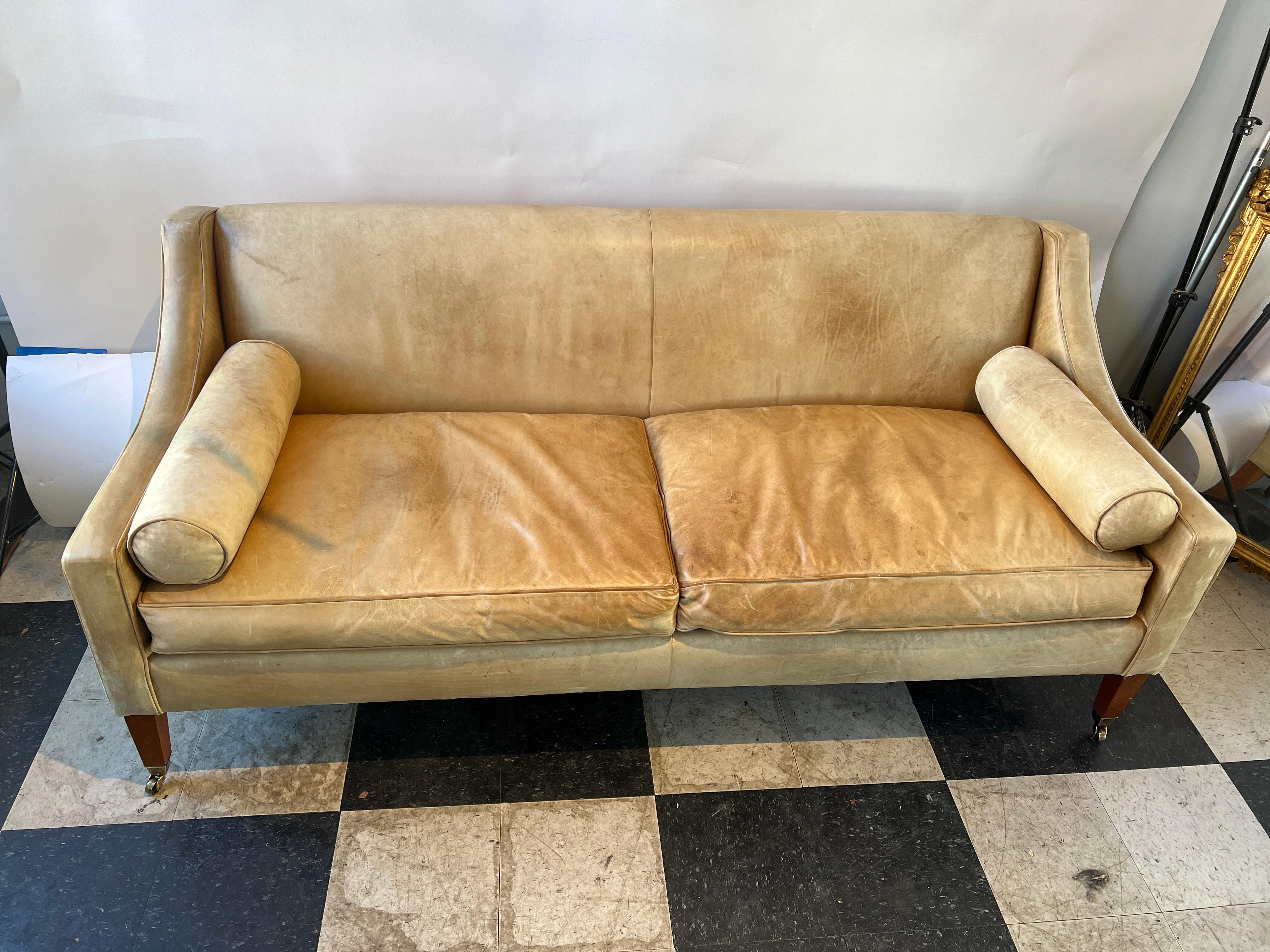 Tan Leather Ralph Lauren Couch 9