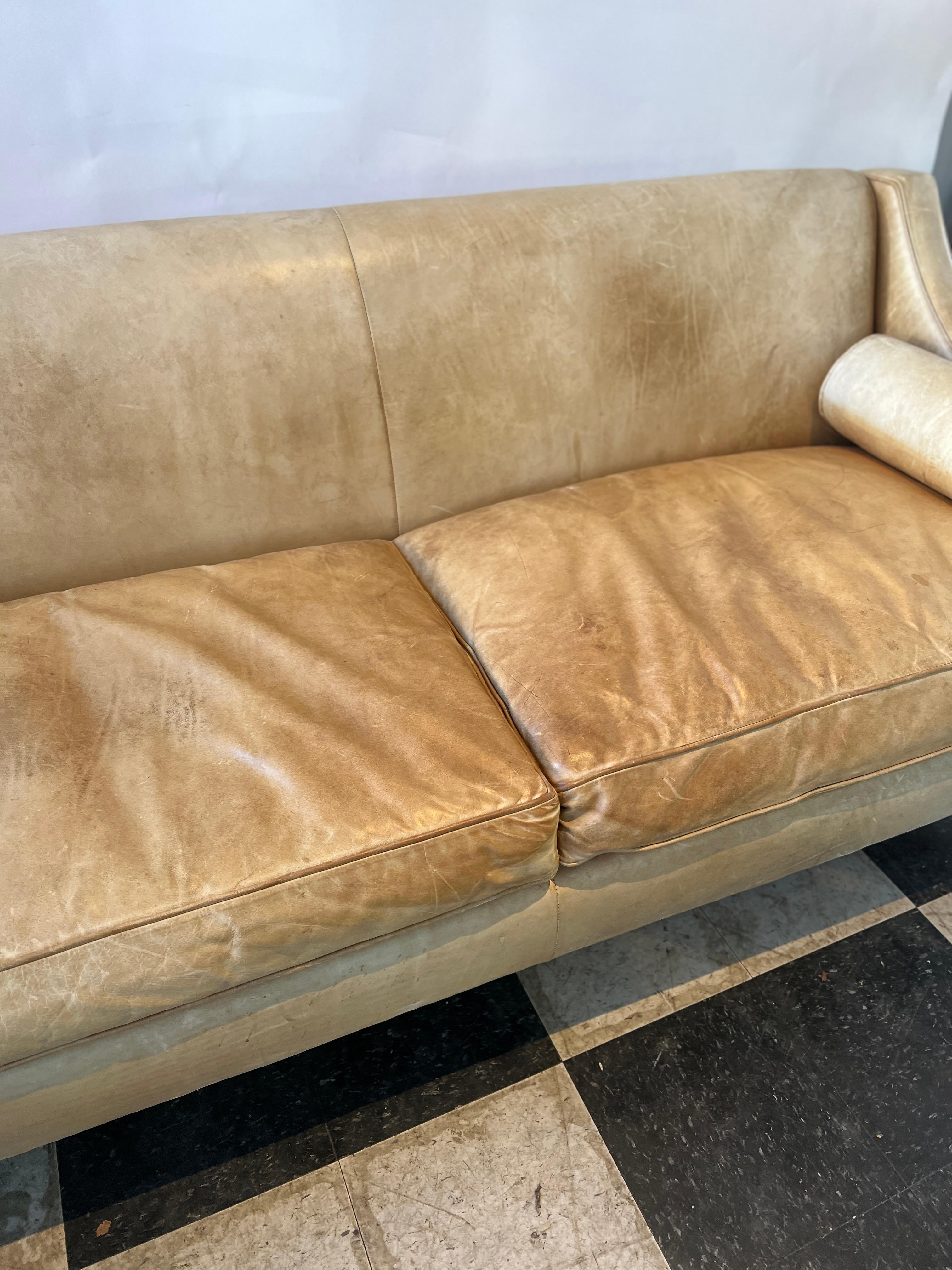 Tan Leather Ralph Lauren Couch 2
