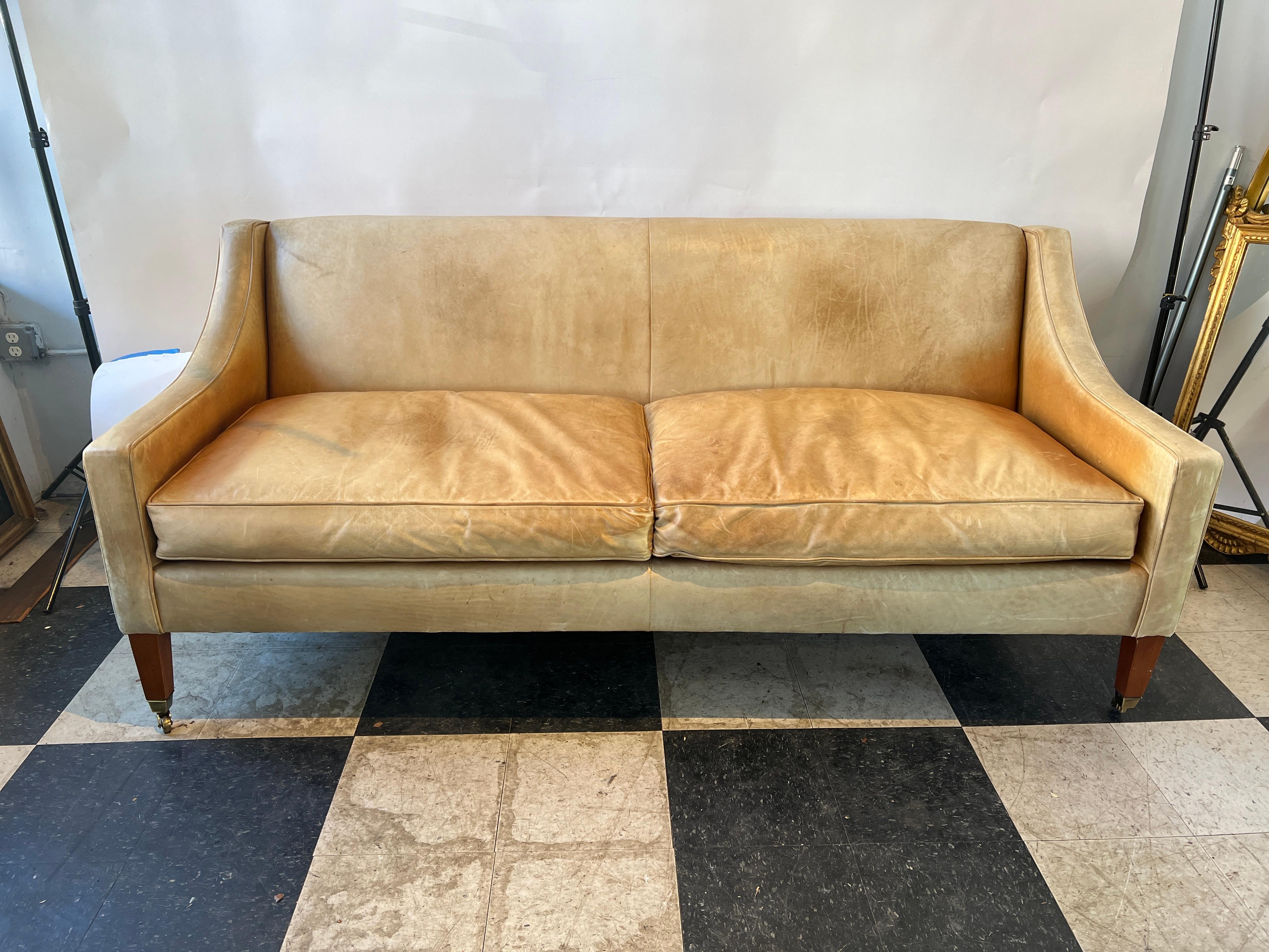 Tan Leather Ralph Lauren Couch 4