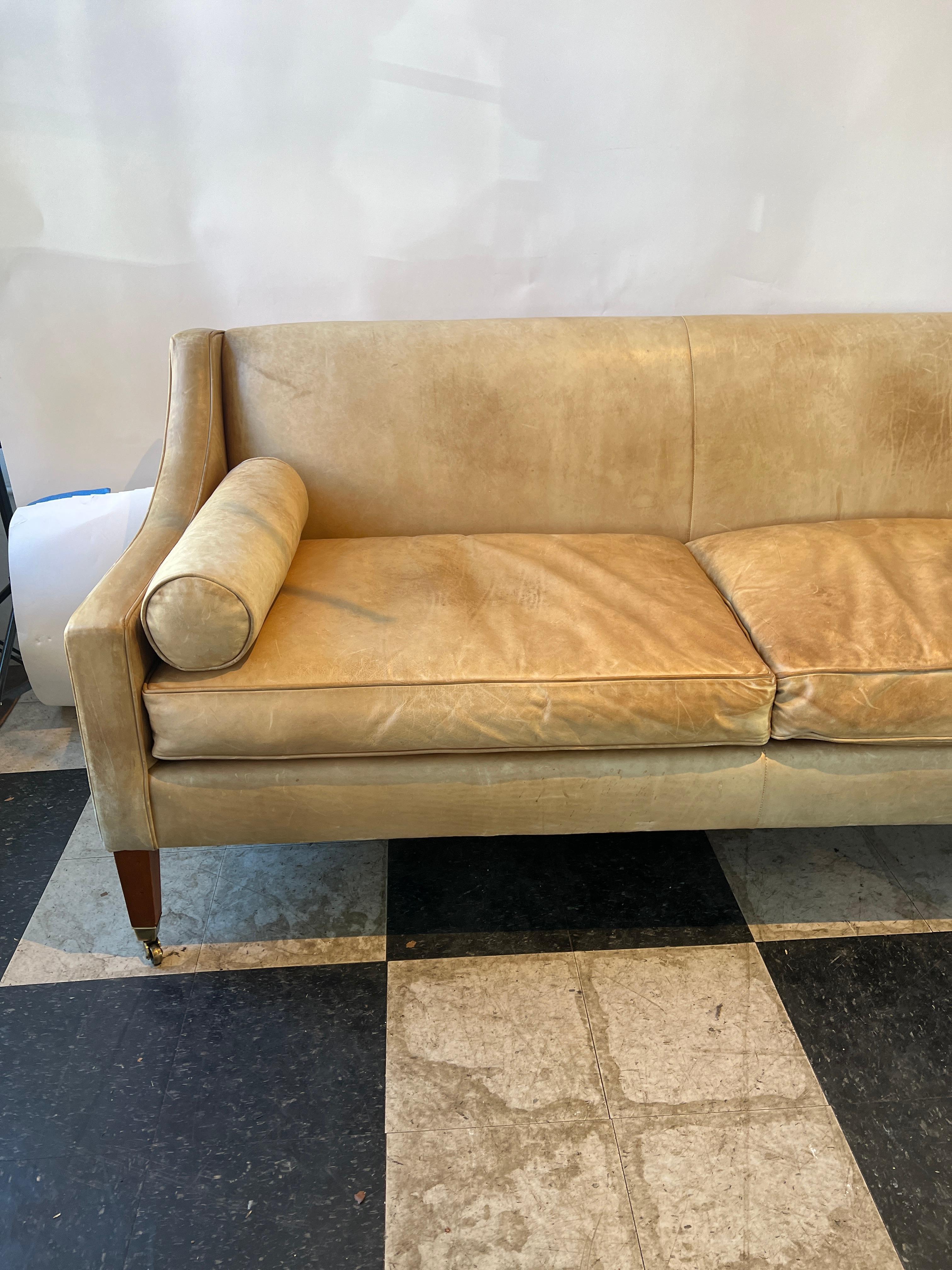 Tan Leather Ralph Lauren Couch 5