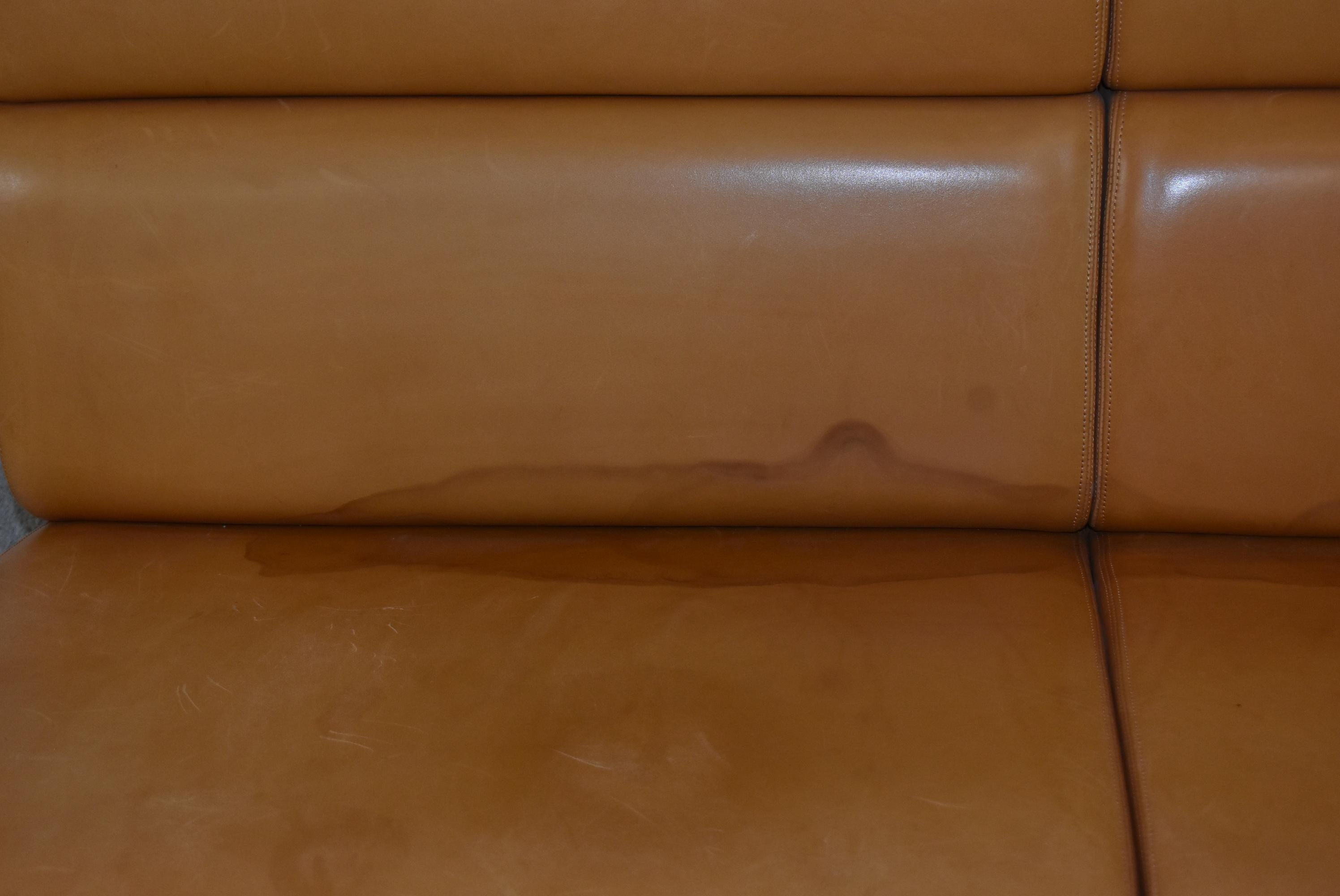 20th Century Tan Leather Sofa by Richard Schultz for Knoll For Sale