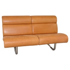 Vintage Tan Leather Sofa by Richard Schultz for Knoll