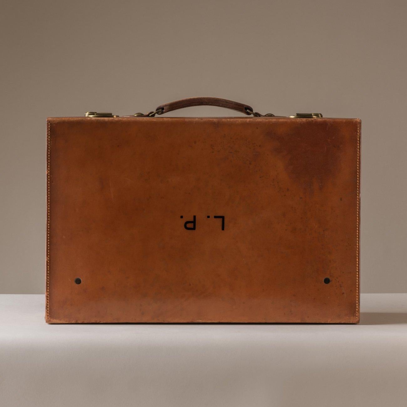 British Tan Leather Suitcase, 1927