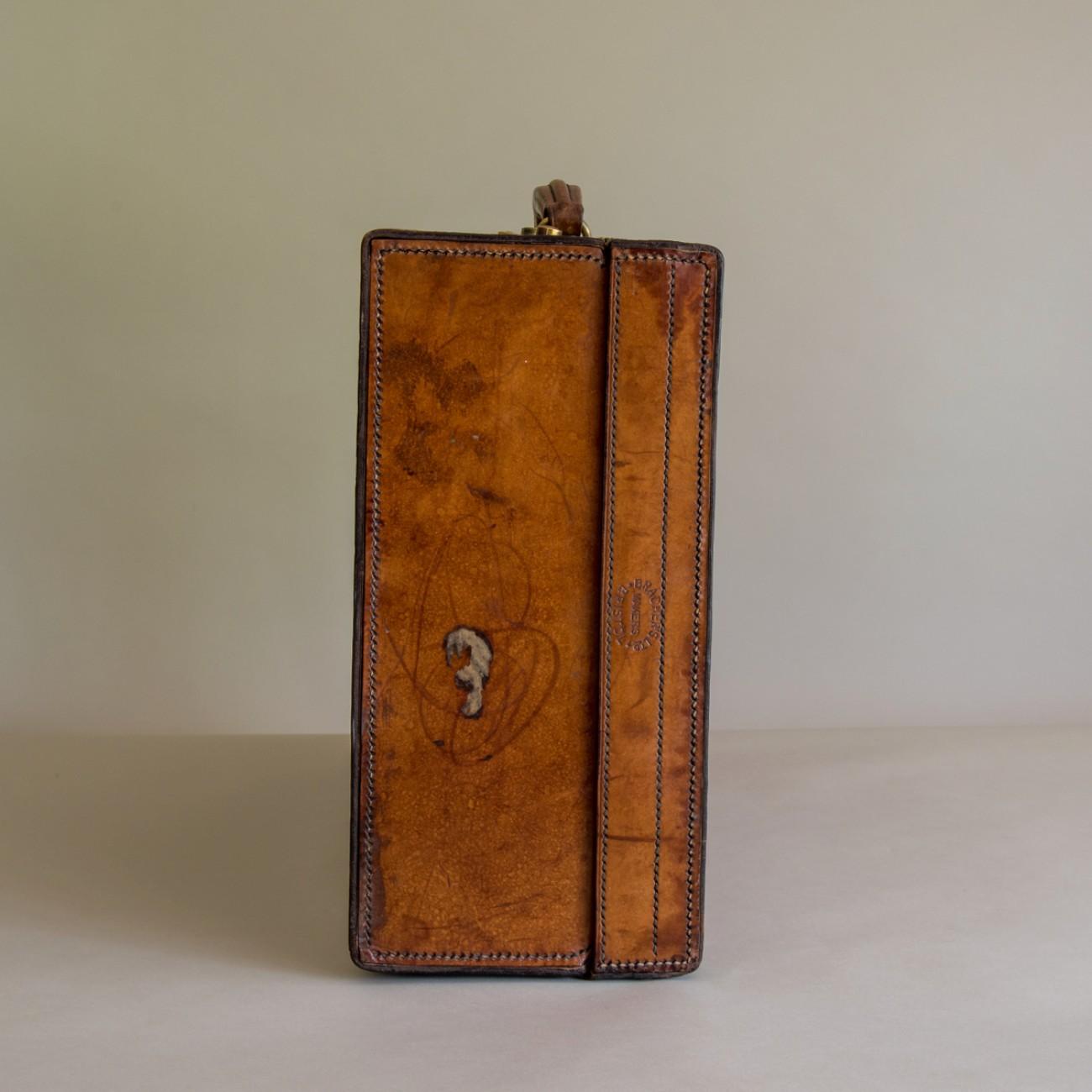 Tan Leather Suitcase, circa 1900. 3