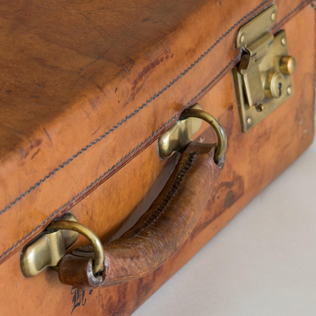 Tan Leather Suitcase, circa 1900. 9