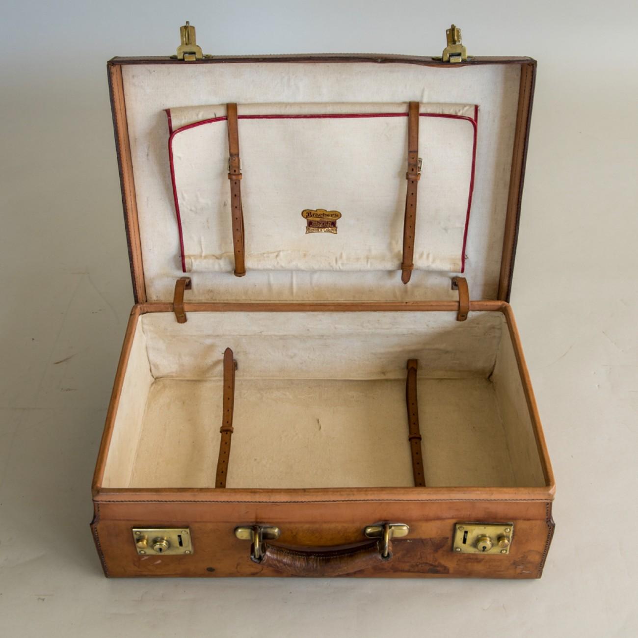 British Tan Leather Suitcase, circa 1900.