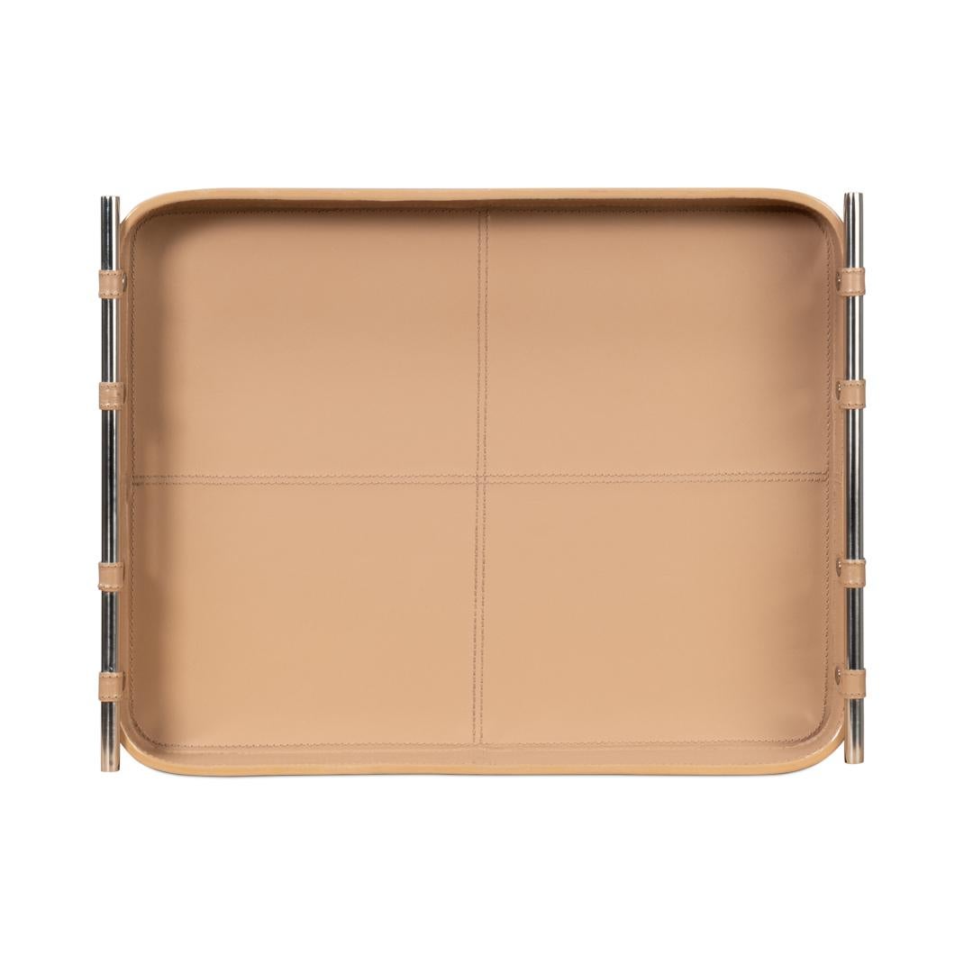 Tan Leather Tray In New Condition For Sale In Westwood, NJ