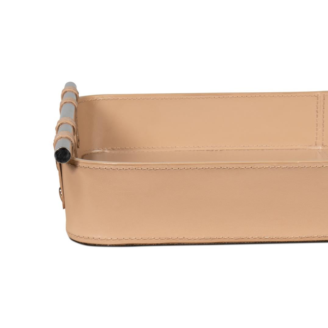 Metal Tan Leather Tray For Sale