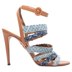 Sandalias de tiras trenzadas Aquazzura en denim tostado y lavado claro Talla 41