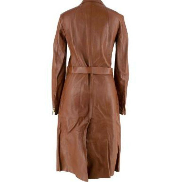 Tan Longline Leather Jacket For Sale at 1stDibs