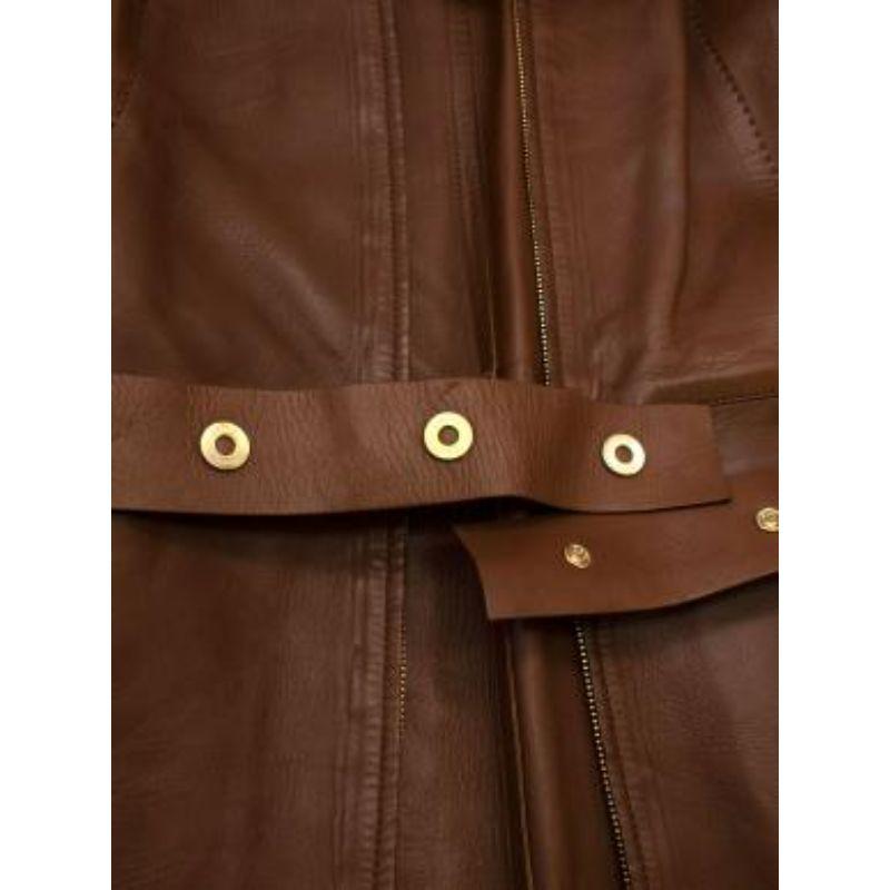 Tan Longline Leather Jacket For Sale 2