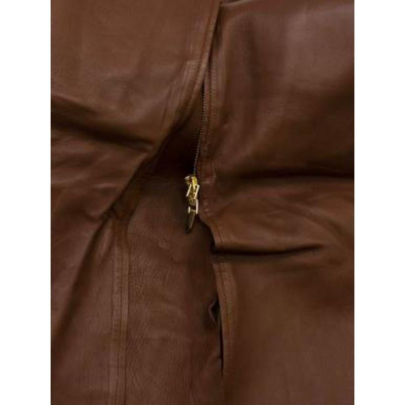 Tan Longline Leather Jacket For Sale 3